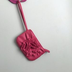 Pink flower wristlet wallet